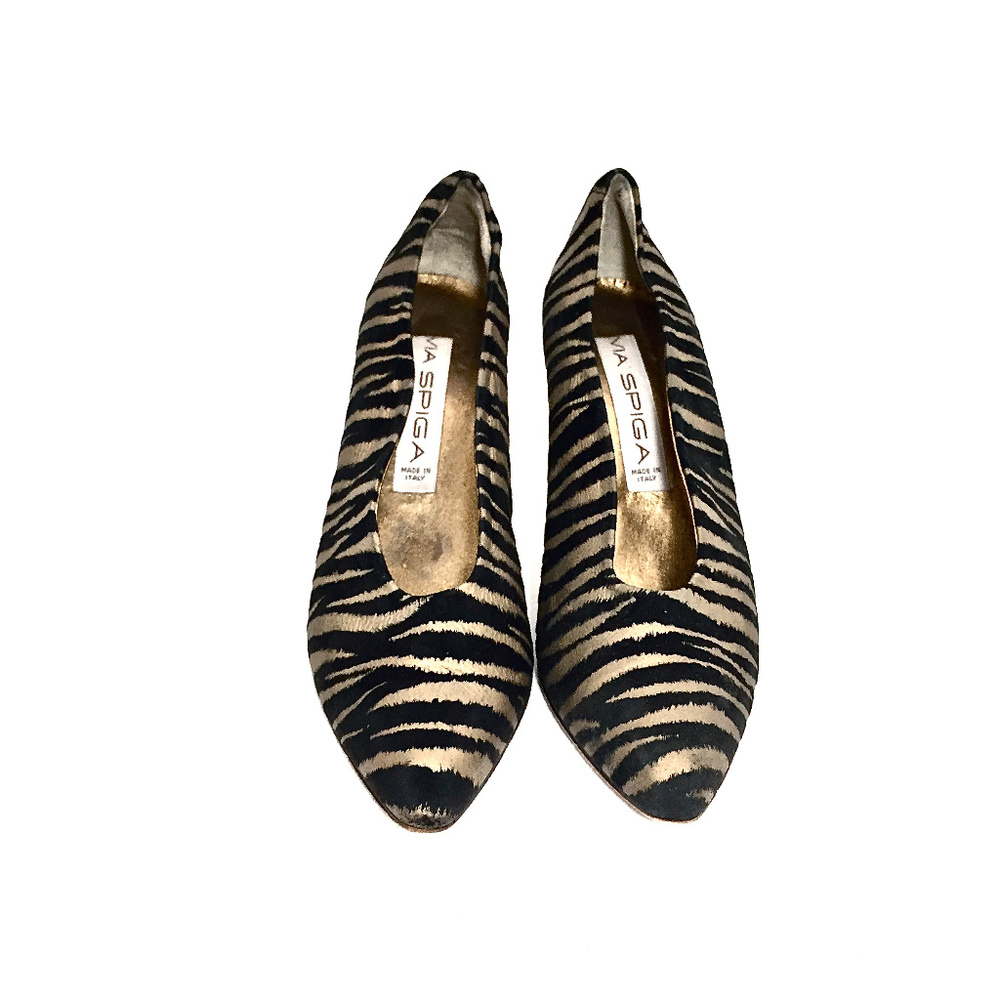 Vintage Via Spiga Suede Tiger Striped Heels 7.5 - Picture 5 of 8